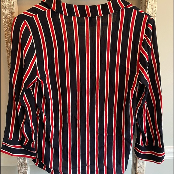 Striped Button-Up/Quarter-Sleeve Shirt - Picture 2 of 4